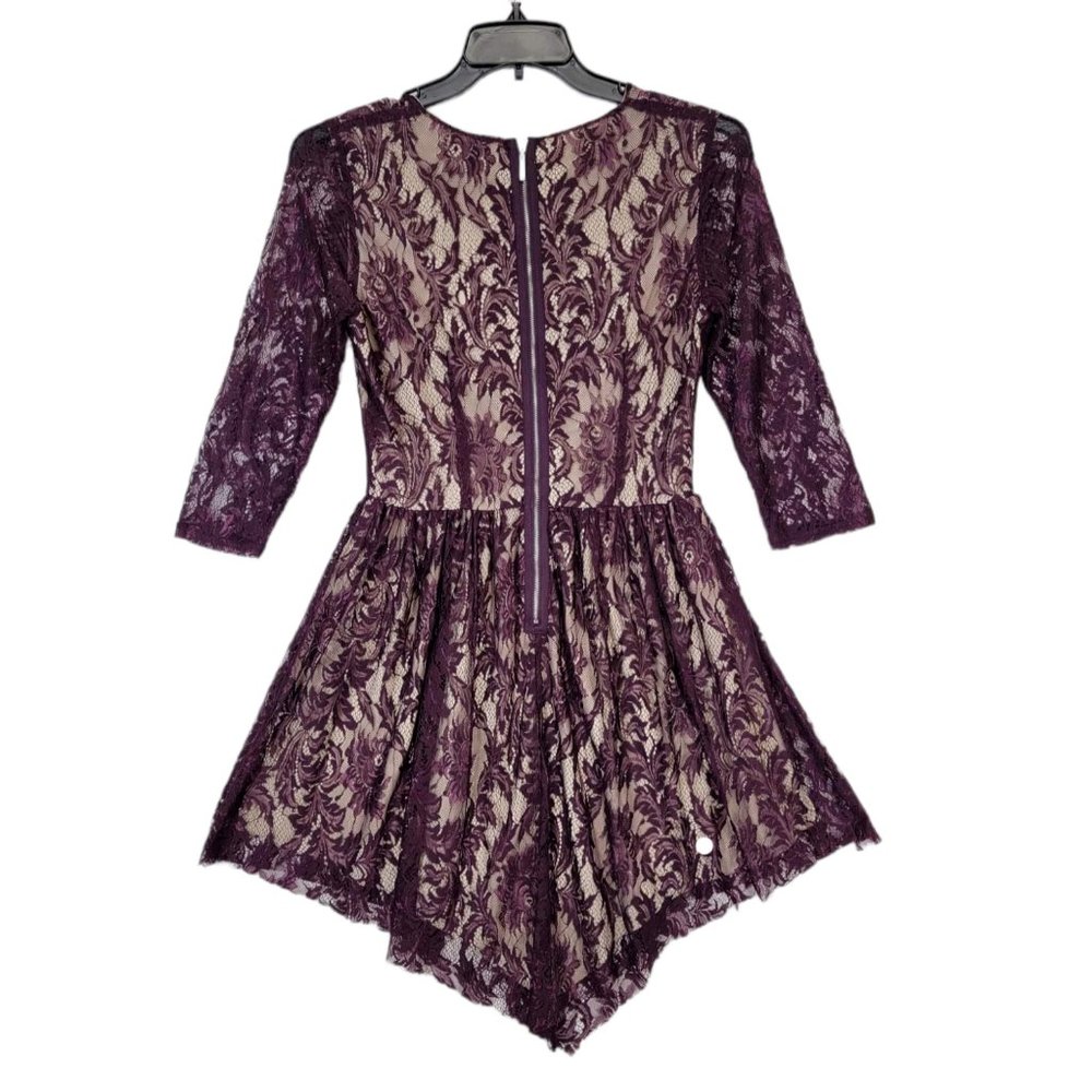 Bar III Woman Maroon Casual Formal Fit & Flare Stretch Long Sleeve Dress Medium - Picture 9 of 11